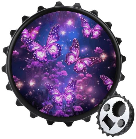 Purple Cute Butterfly Print Magnetic Bottle Opener Beer Bottle Opener Beer Opener Bottle Openers Bottle Cap Opener Bottle Opener Magnet Funny Bottle Opener Cool Bottle Opener