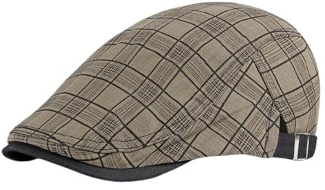Rayson Schiebermütze Herren Barett Cap Karierte Verstellbare Baskenmütze Newsboy Flat Beret Hut Atmungsaktiv Sommer