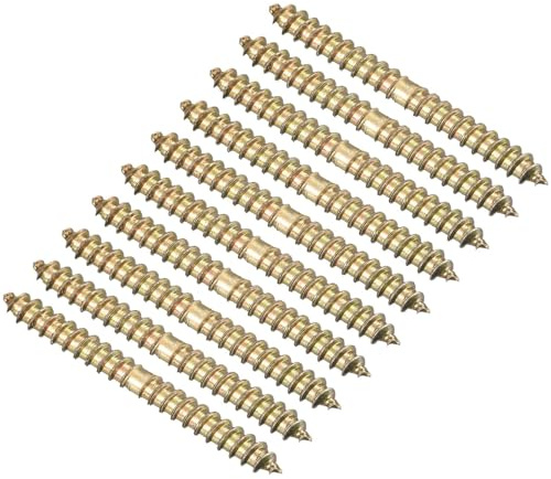 TOP-VIGOR 24Pcs Hanger Bolts, M4x40mm Double Ended Self-Tapping Thread Wood to Wood Dowel Screws, Double Ended Dowel Screws, Screw Dowels Hanger for Connecting