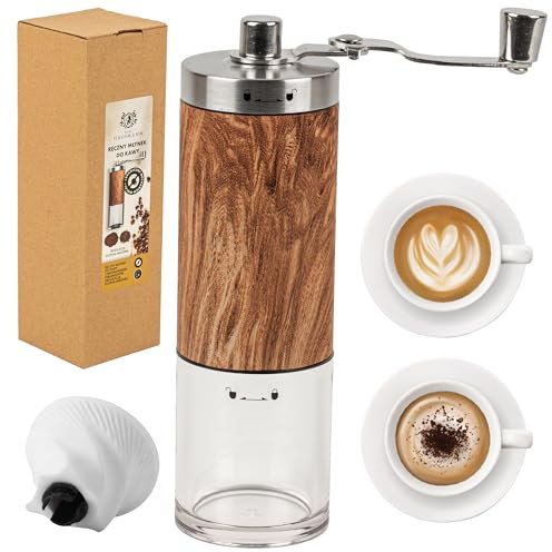 KARL HAUSMANN Macina Caffè Manuale - 80ml - Meccanismo in Ceramic e Manico Pieghevole - Macinacaffè per Espresso, Moka ed French Press - Professionale Macinacaffe - Coffee Grinder - Caffe