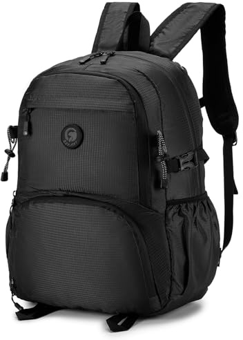 BAGZY Bagage Cabine 45x36x20 pour Easyjet Sac à Dos Voyage Cabine Avion 45x36x20 cm Nylon Imperméable Valise Loisirs Randonnée Voyage Sac Avion Carry on Luggage Homme Femme 32L Noir