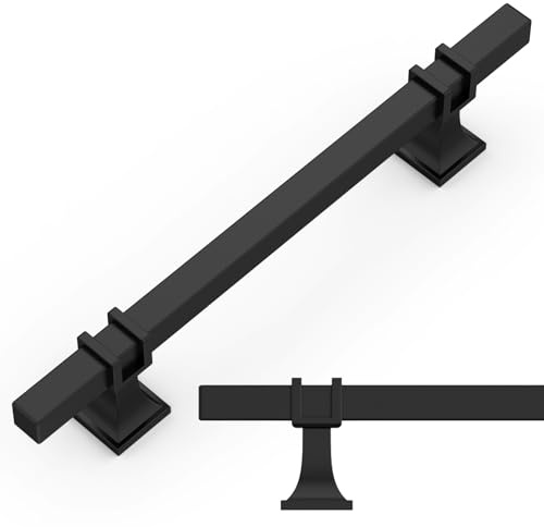 Amerdeco 10 Pack Matte Black Cabinet Pulls,5 Inch(128mm) Hole Center-Drawer Handles for Kitchen&Bathroom,AM034