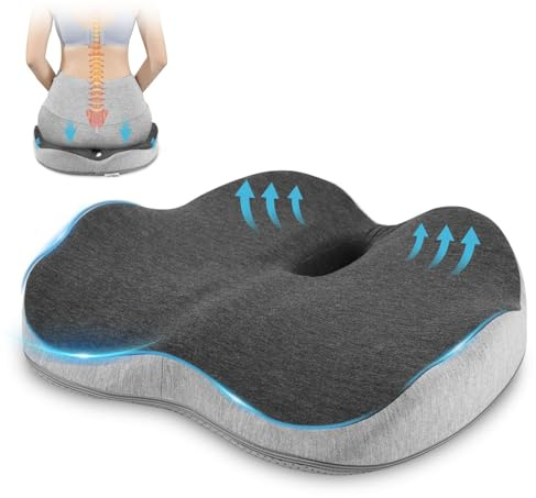 Ixydor Sitzkissen orthopädisch, Memory Foam Steißbeinkissen,Hämorrhoiden sitzkissen,Ergonomisches steissbeinkissen für Rollstühle,Steißbein-sitzring,Fördert Durchblutung und Entlastet das Steißbein