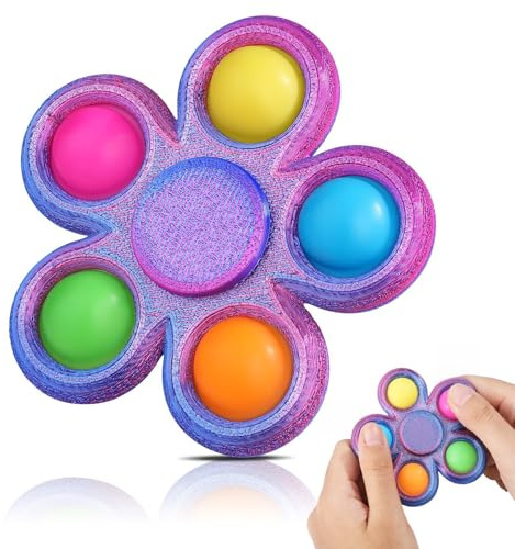 Scione Pop Spinner Imprimé en 3D - Jouet Sensoriel Silencieux pour Bureau & École, Popper Anti-Stress avec Design Silencieux, Outil de Concentration TDAH, Cadeaux pour Fête d'anniversaire - Rouge Bleu