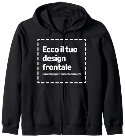 Felpa con Cappuccio E Zip Personalizzata Fronte-Retro