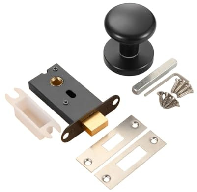 Serrure de porte invisible en alliage de zinc, pêne dormant monocylindre sans clé, avec fonctions antivol pour la maison, la salle de bain et les portes intérieures (noir)