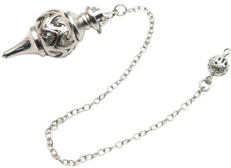 XIAOQENAN Pendules vintage de coperentes pour divination et outil de méditation équilibre énergie corporelle avec chaîne spirituelle accessoire métal pendule, argent, Taille Unique