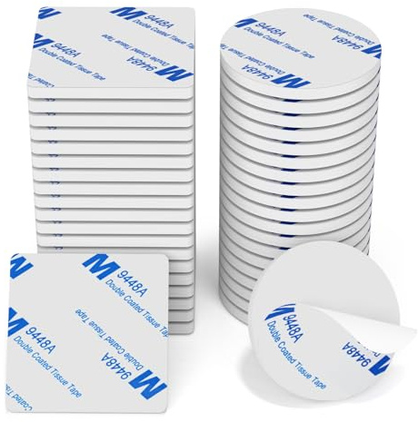 Double Sided Sticky Pads, 40 Pcs Sticky Foam Pads Heavy Duty, Extra Strong Adhesive Foam Pads, Double Sided Foam Tape, Waterproof Mounting Pads for Home Office Car School, Squares/Round, White