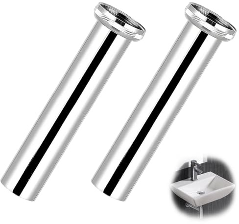 2 Stück Edelstahl Tauchrohr 300mm Verstellrohr Siphon Rohr Verlängerung | Verdickt Universal Tauchrohr mit Dichtungsgummischeiben Universal Tauchrohr für Siphon für Waschbecken Waschtisch