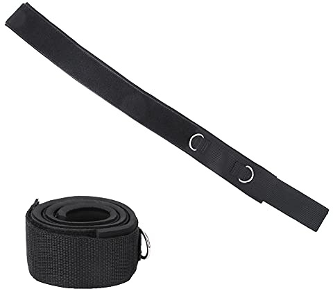 XUXHOU Svart Bomullsbensband, 3,8 Cm Vävt Bomullsband med 5 Mm SBR Dykbomull, Justerbar 20-54 Cm för Träning och Träning Av Benmotstånd (Svart 2D)