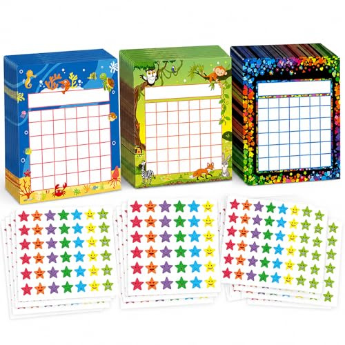 90 Reward Charts for Children with 4500 Star Stickers, 3 Designs