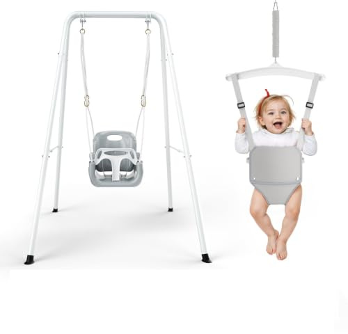 4-in-1Toddler Swing,Swing Sets for Backyard,Baby Swing Outdoor/Indoor,Toddler Swing Set Suitable for Children Age 6-36 Months (White)