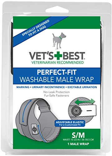 Vet's Best Pañales lavables para perros machos , Absorbentes envolturas macho con protección de fugas para la micción Excitable, incontinencia o marcaje masculino - 1 x Pañal