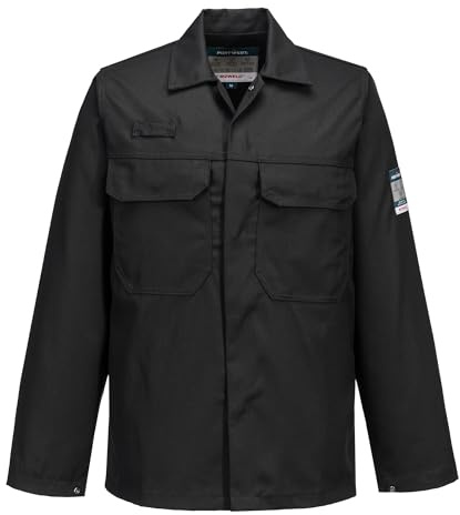 Portwest Chaqueta Bizweld, Tamaño: M, Color: Negro, BIZ2BKRM