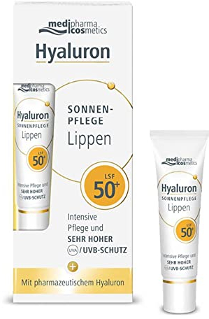 Hyaluron Sonnenpflege Lippen LSF 50+ - intensive Pflege - schützt empfindliche Lippen - mit sehr hohem Lichtschutzfaktor 50+ - von medipharma cosmetics - 7 ml