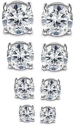 YADOCA 4 Paar Magnet Ohrringe Herren Edelstahl Magnetische Ohrstecker Hypoallergen CZ Non-Piercing