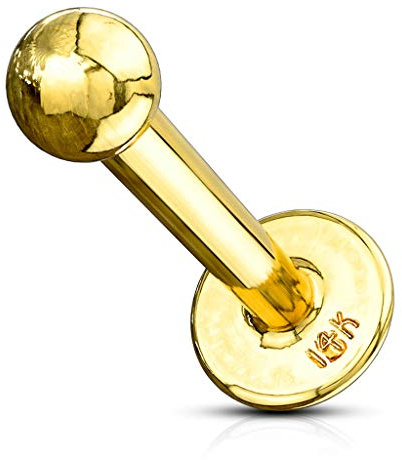 Autiga® Labret Lippen-Piercing 14 Karat 585 Echtgold Monroe Madonna Medusa Stecker Stud Kugel rosègold 1,2 mm 10 mm
