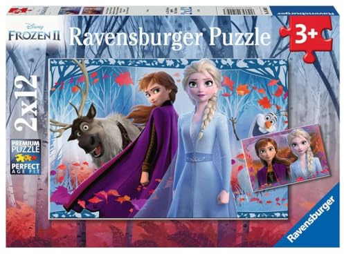 Ravensburger Puzzle Disney Die Eiskönigin Reise ins Ungewisse - 2x12 Teile | 2x12 Teile Disney Die Eiskönigin 2 Puzzle, Kinderpuzzle ab 3 Jahre, Ravensburger Qualität