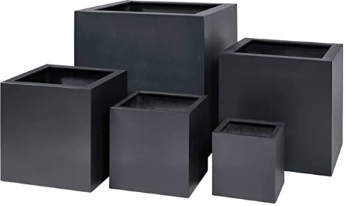 Fleur Ami - Bac Fibres de Verre renforcé 80x80cm H80cm Ext. Cube Anthracite Mat - Choisissez Votre Hauteur: H 80 cm - Couleur: Gris Anthracite