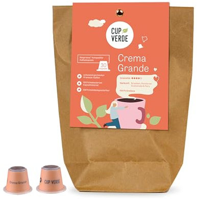 CUP VERDE 100 capsules de café durables compatibles avec le système Nespresso*. 100 % climatiquement neutre - commerce équitable - torréfaction douce, goût fort - petit emballage.