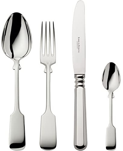 Robbe & Berking Alt-Spaten 4 pzas. Cubiertos de menú (Plata de Ley 925)