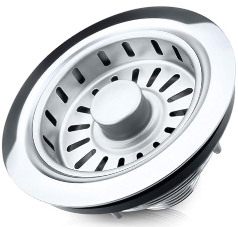 Bächlein Pop Up Drain Set for The Sink [Ø 114mm], Pop Up Now Also for The Kitchen Sink, Polished Stainless Steel Sink Drain, Strainer Basket Valve Strainer Basket Valve