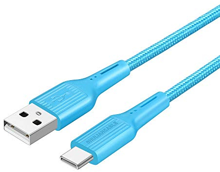 SHULIANCABLE Câble USB Type C, Nylon Tressé Charge Rapide et Synchro Compatible pour Samsung Galaxy S20/10/9/8,Huawei (2M, Blue)