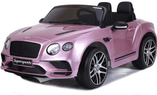 FINOOS elektroauto für Kinder Bentley Continental 12V 2 sitzer kinderauto mit Fernbedienung, 1 bis 6 Jahre, 12V Batterie, 132x87x55cm, (Rosa)