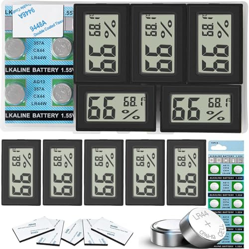 Termómetros Higrómetros Digitales para Medir Temperatura y Humedad en Interiores: Selección de 5 piezas con Pantalla LCD Grande y Alta Precisión, Ideal para Hogar, Oficina y más