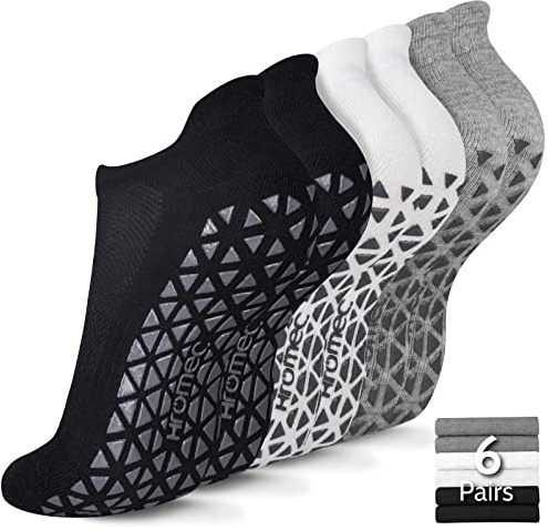 Hromec Non Slip Yoga Socks with Grips for Pilates, Ballet, Barre, Barefoot,Bikram,Hospital Anti Skid Socks for Women and Men