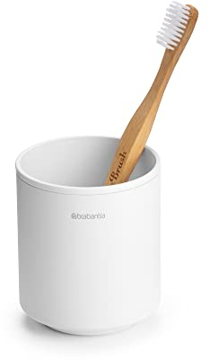 Brabantia - Mindset Toothbrush Holder - for Multiple Toothbrushes - Non Scratching - Easy to Clean - Corrosion Resistant Metal - Bathroom Accessory - Organiser - Fresh White - 9.4 x 8.1 x 8.1 cm