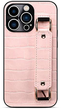 CLLDY Custodia per telefono in tinta unita con inserto in PU per cinturino in PU per iPhone 14 13 12 11Pro Max Custodia per telefono estetica mini, rosa, per iPhone 14 Pro