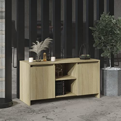 WIFESE Meuble TV Chêne Sonoma 102x37,5x52,5 cm Aggloméré Buffet Durable Meuble Stéréo Armoire TV Salon Table de Télévision Chambre Etagère Rangement DVD Console de Jeu Magazines Livres