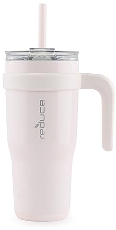 Reduce 24 oz Tumbler with Handle - Vacuum Insulated Stainless Steel Travel Mug with Sip-It-Your-Way Lid and Straw - Keeps Drinks Cold up to 24 Hours - Sweat Proof, Dishwasher Safe - OG Pink Cotton