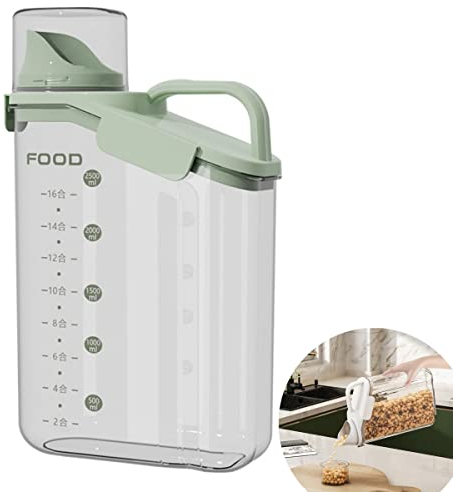 KUNANG Rice Airtight Dry Food Storage Containers with Pourable Spout，Rice Storage Bin Cereal Containers Dispenser，Airtight Cereal Container Rice Barrel（2800ml）