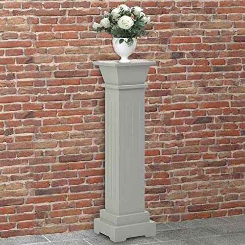Festnight Klassischer Säulen-Pflanzenständer Pflanzenständer Dekosäule Blumensäule Pflanzensockel Sockel Grau 17x17x66 cm MDF
