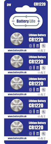 Battery Life CR1220 Batteries 3V Coin Button Cell CR 1220 Lithium Long Life For Car Key fob, Scales, Toys, Watch, LED Lights & More UK Brand (5 pack)