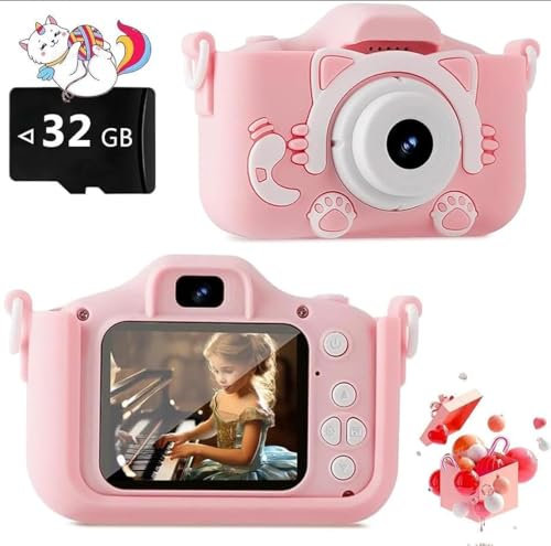 Appareil Photo Enfant, 2.0 Pouces Appareil Photo Numérique, 1080P HD Caméra pour Enfant Garçons & Filles de 3 à 12 Ans de Cadeau Jouet (Rose)