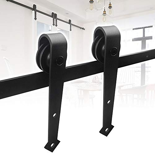 Jopassy 363cm(12FT) Schiebetürbeschlag, Schiebetürsystem Set, Schiebetüren Tragfähigkeit 200kg, Schiebetür Hängeschiene für Einzelne Holztür｜Pfeil