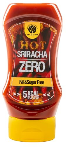 Rabeko Zero Sauce - Sriracha, 1 x 350ml - gesund und kalorienarm fur Salate, Pommes, Burger und mehr - zuckerfrei, fettarm und kohlenhydratarm, glutenfrei und laktosefrei