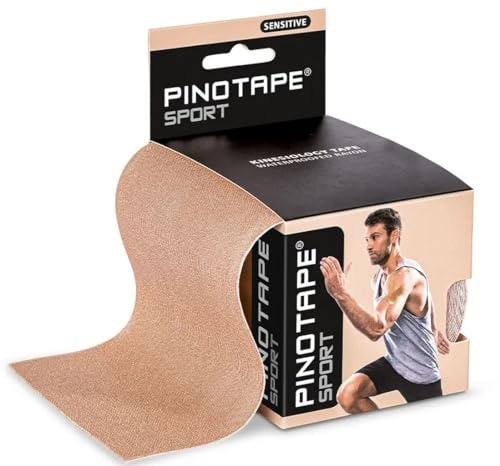 Pinotape Sensitive XL und XXL - Kinesiologie Tape - Light Beige - Für große Muskelgruppen - Extra milder Acrylatkleber - XXL - 10 cm x 5 m - 3 Stück
