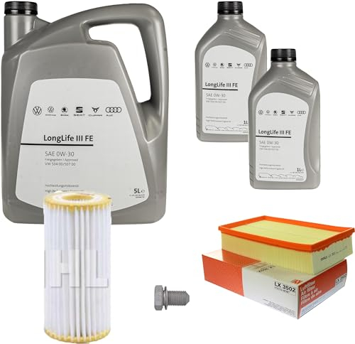 Inspektionspaket Wartungspaket Filterset mit 7 L 0W-30 Motoröl LongLife 3 FE, Ölfilter Luftfilter Ölablassschraube