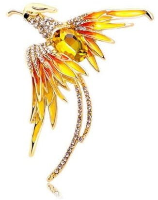 sunhuilu Broche Phoenix en émail et cristal - Strass - Style élégant - Pour banquet - Décoration de vêtements - Cadeau, Métal