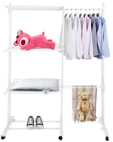 Homewell - Tendedero para ropa y secadores de ropa de cama, plegable para interiores con alas laterales, apto para dormitorio, balcón y lavandería