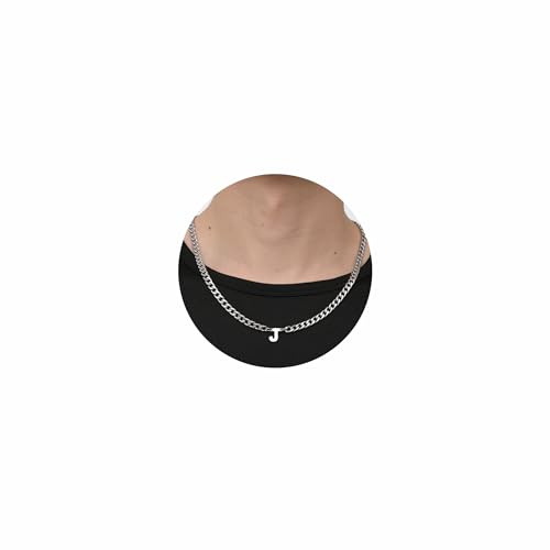 RWQIAN Buchstaben Kette Herren Kubanische Kette mit Buchstaben Anhänger Haskette Silber Initialen Letter A-Z Anhänger Schmuck Geschenke für Männer