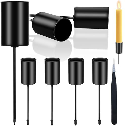 Pack of 4 Candle Holders, Advent Wreath, Candle Holder, Black Retro Taper Candle Holder with Short Spike, Black, for Christmas Decoration, Home, Table Arrangements