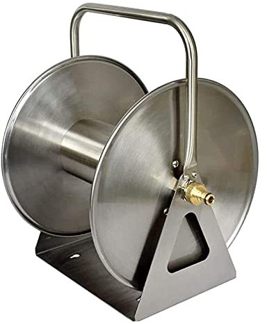 FYZLOIPU An der Wand befestigter Gartenschlauchaufroller aus Metall, tragbare Aufhängerbox aus Edelstahl für die Reinigung von Autoterrassen, Hof, Bauernhof und Terrasse, 30 Meter Wasserleitung