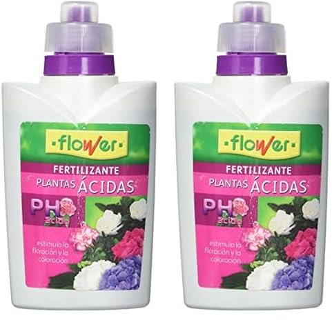Flower Fertilizante Líquido Plantas Ácidas 500ml para Hortensias, Gardenias, Camelias y Azaleas, Estimula Floración y Coloración, Acidifica el Medio, 10x6.2x19 cm (Paquete de 2)