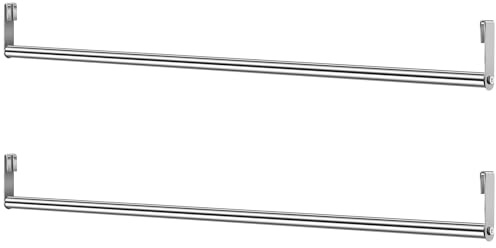 Threehoney 2 Pack Wire Shelving Garment Hanger Bar, Silver, 36 Inch | Tool‑free Quick Setup, Closet Organizer, Multi‑scene Hanging Accessory for Wardrobes Hanger Home Retail Store