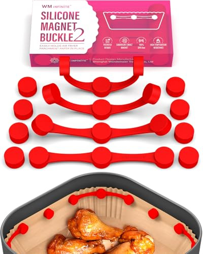WM infinite Silicone Air Fryer Buckle, 2 For Fastening, Disposable Paper Liners Prevent Food Covering And Touching Heating Element